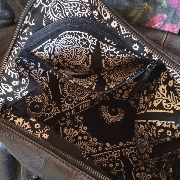 Free People 'WTF' Emerson Distressed Black Leather Hobo Bag - Picture 13 of 14